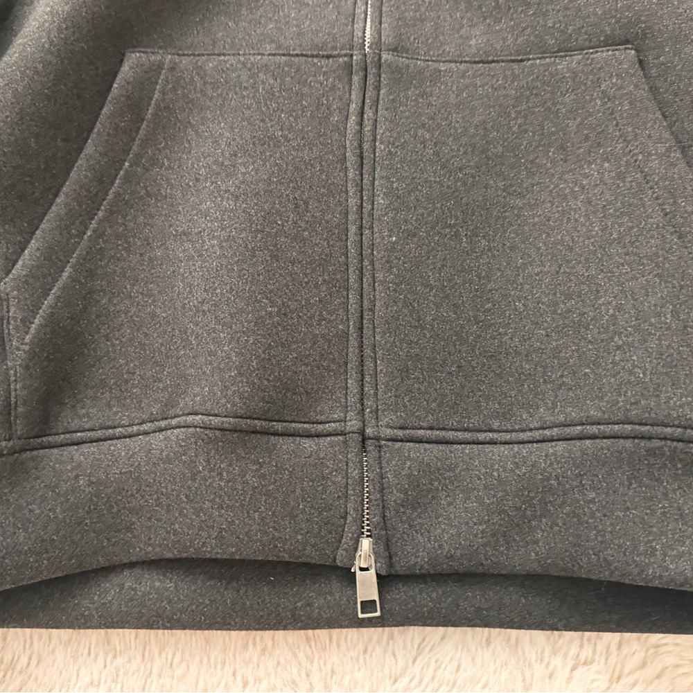 NWT neoprene effect antracite gray  zip-up hooded jacket. - Picture 4 of 7